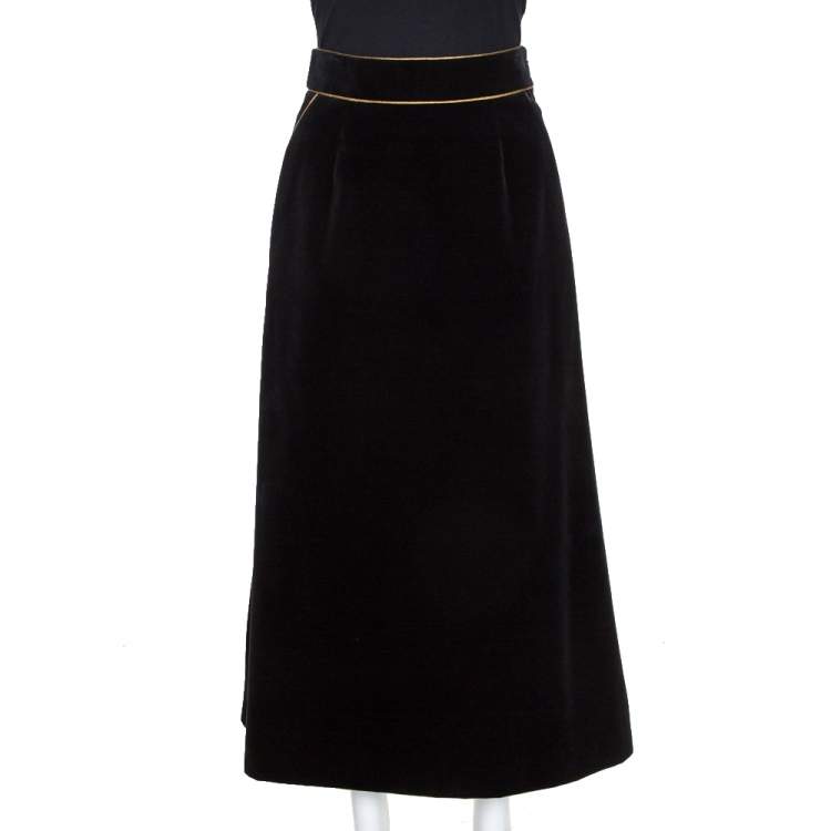 black velvet midi skirt