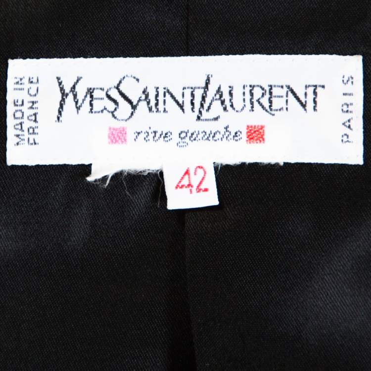 Pre Owned Yves Saint Laurent Rive Gauche Vintage Black Wool Velvet Lapel Blazer L
