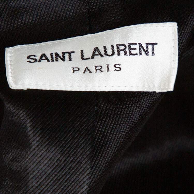 Pre Owned Saint Laurent Paris Black Studded Leather Biker Jacket S
