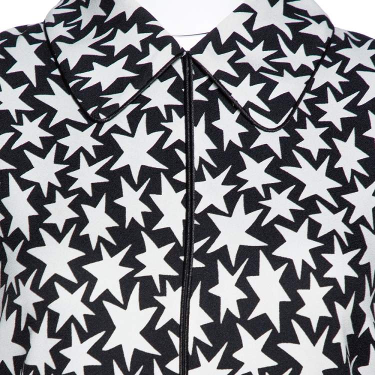 Pre Owned Saint Laurent Paris Monochrome Star Print Crepe Midi Dress M
