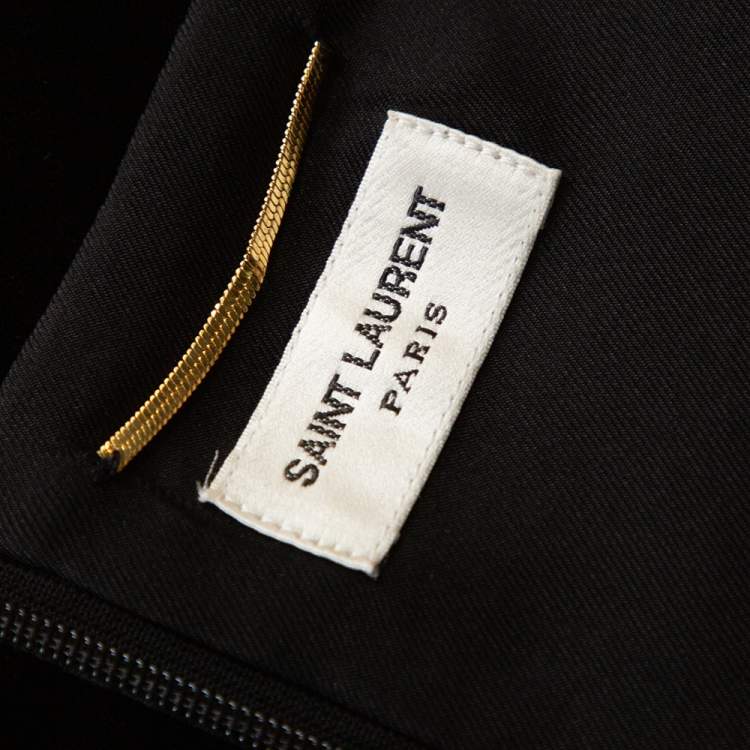 Pre Owned Saint Laurent Paris Black Velvet Sweetheart Plunge Neck Top M