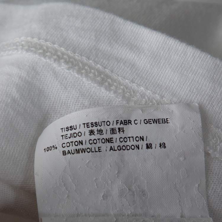 Pre Owned Saint Laurent Paris White YSL Print Cotton Crew Neck T-Shirt M