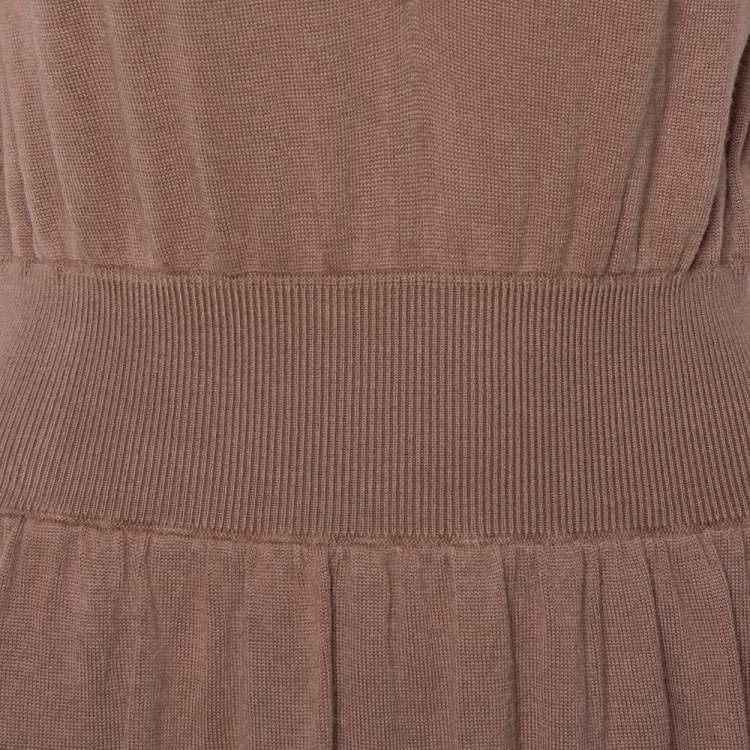 Pre Owned Yves Saint Laurent Chestnut Brown Wool Knit Sleeveless Dress L