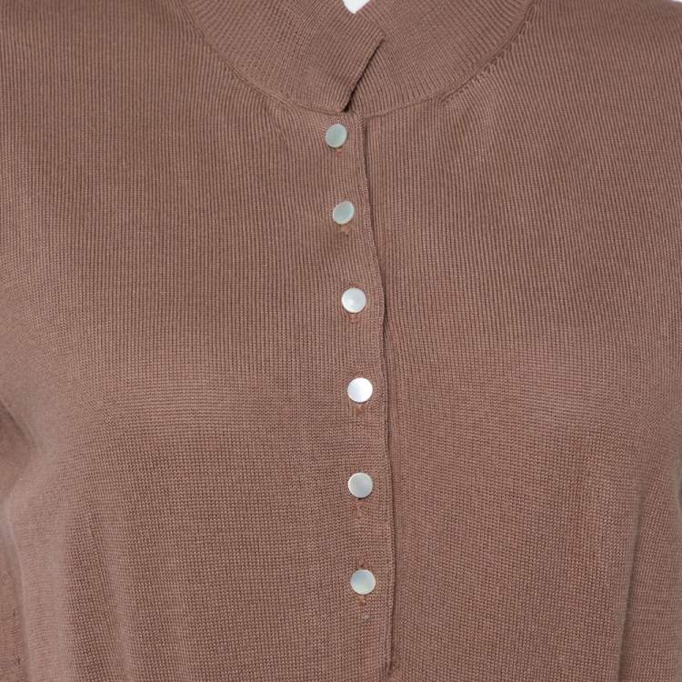 Pre Owned Yves Saint Laurent Chestnut Brown Wool Knit Sleeveless Dress L