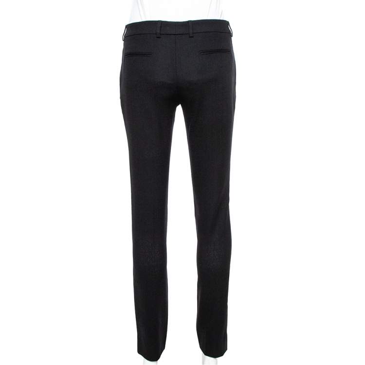 Pre Owned Saint Laurent Paris Black Wool Crepe Tailored Trousers S
