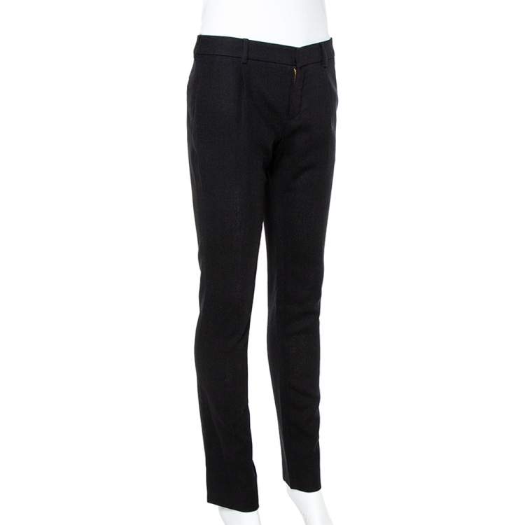Pre Owned Saint Laurent Paris Black Wool Crepe Tailored Trousers S