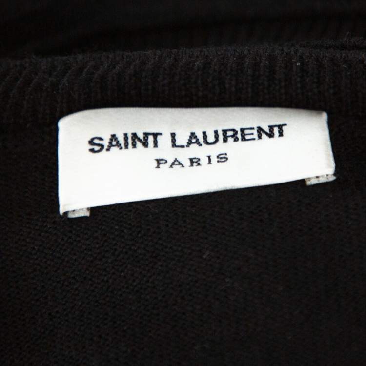 Pre Owned Saint Laurent Paris Black Wool Crew Neck Sweater XXL