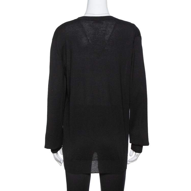 Pre Owned Saint Laurent Paris Black Wool Crew Neck Sweater XXL