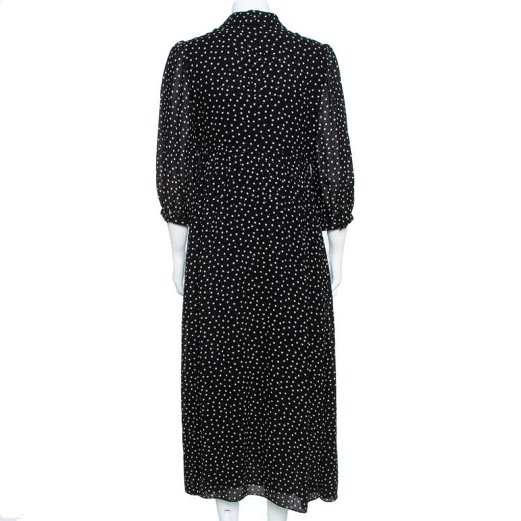 مملوكة مسبقًا Saint Laurent Paris Black/White Silk Lavalliere Neck Dress M