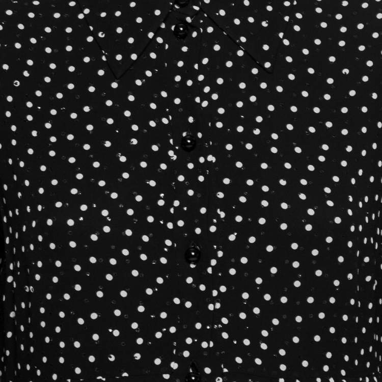 مملوكة مسبقًا Saint Laurent Paris Black/White Silk Lavalliere Neck Dress M