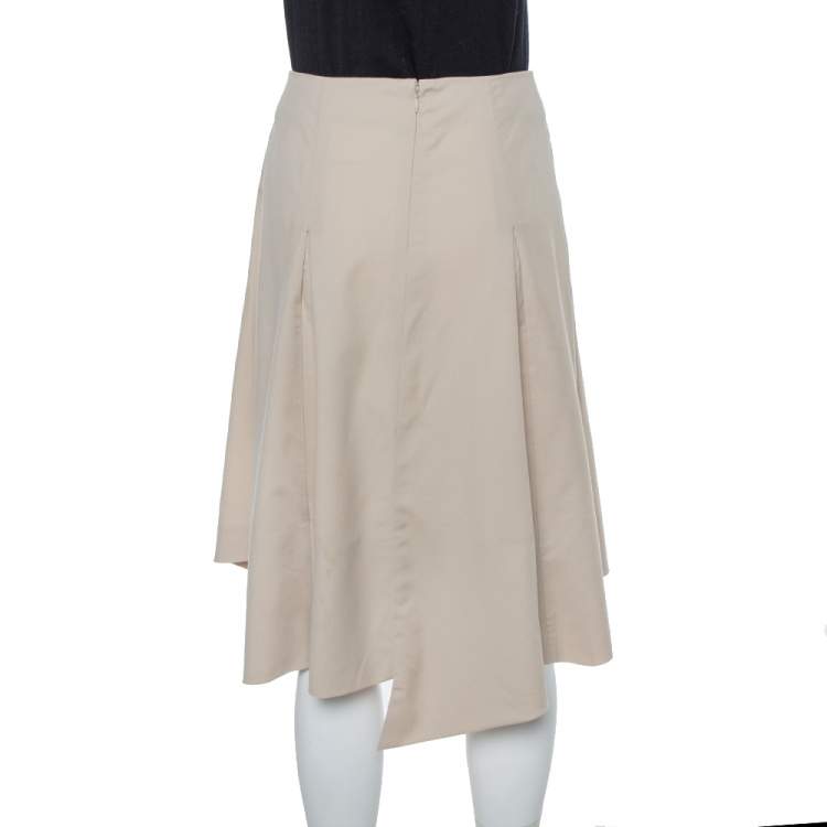 Pre Owned Saint Laurent Paris Ecru Wool Asymmetrical Short Skirt L