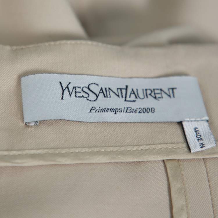 Pre Owned Saint Laurent Paris Ecru Wool Asymmetrical Short Skirt L