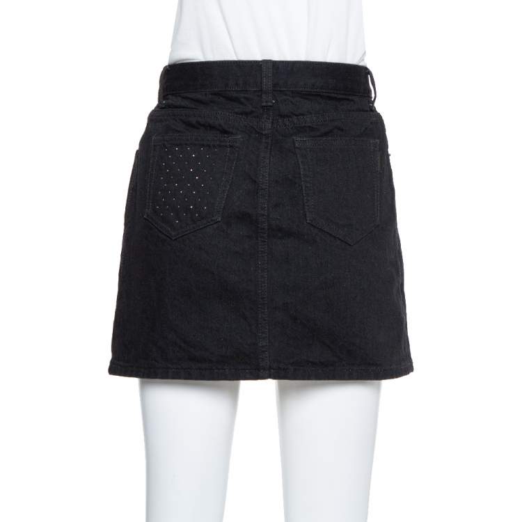 Pre Owned Saint Laurent Paris Black Denim Mini Skirt M
