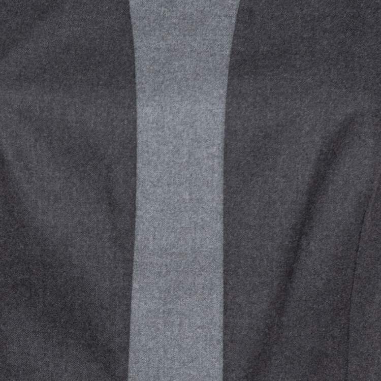 Pre Owned Saint Laurent Paris Grey Wool Paneled Sleeveless Sheath Dress M