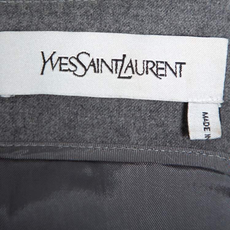 Pre Owned Saint Laurent Paris Grey Wool Paneled Sleeveless Sheath Dress M