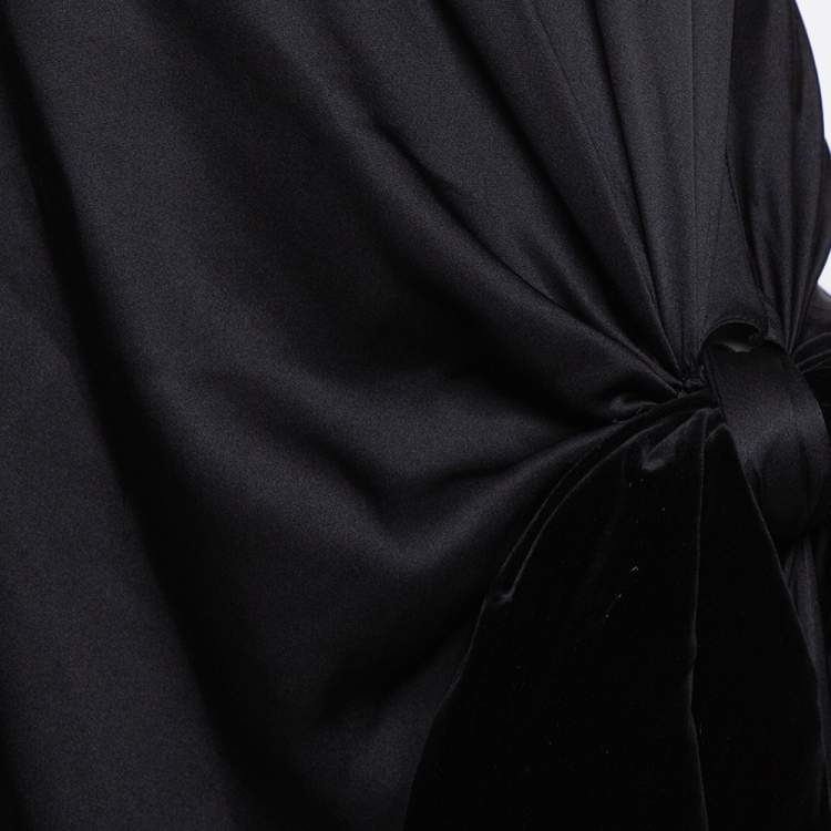 Pre Owned Yves Saint Laurent Edition Soir Black Silk Thigh High Slit Detail Strapless Gown M
