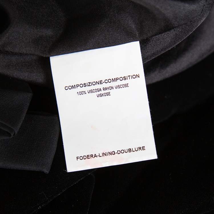 Pre Owned Yves Saint Laurent Black Velvet Bow Trim Detail Shift Dress S