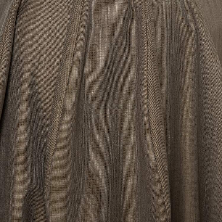Pre Owned Yves Saint Laurent Beige Wool & Silk A-Line Skirt S