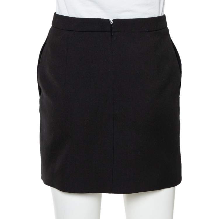 Pre Owned Saint Laurent Paris Black Wool Mini Skirt S