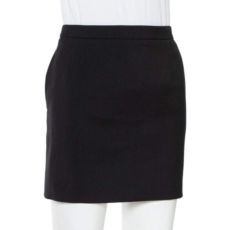 Pre Owned Saint Laurent Paris Black Wool Mini Skirt S