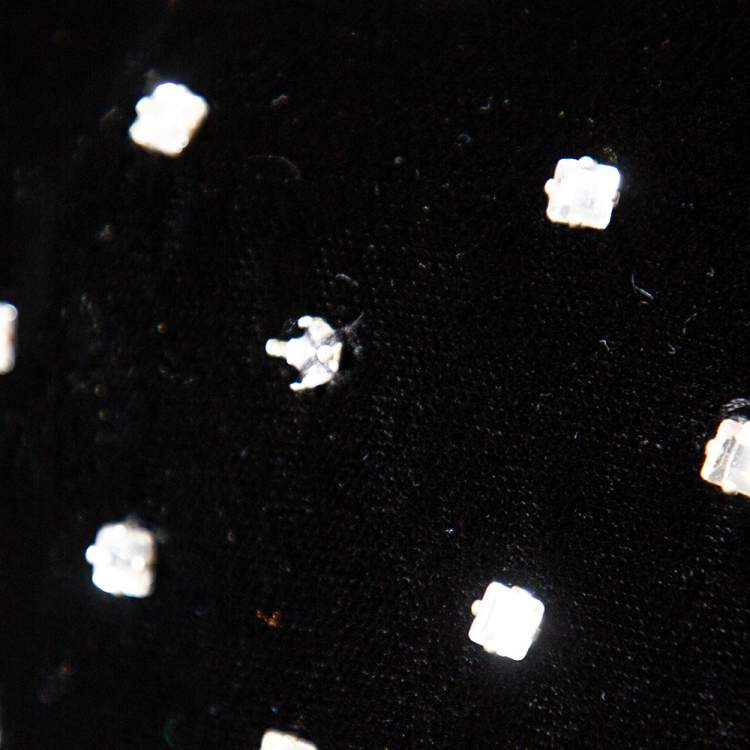 Pre Owned Saint Laurent Paris Black Velvet Crystal Embellished Cutout Detail Faux Wrap Mini Dress M