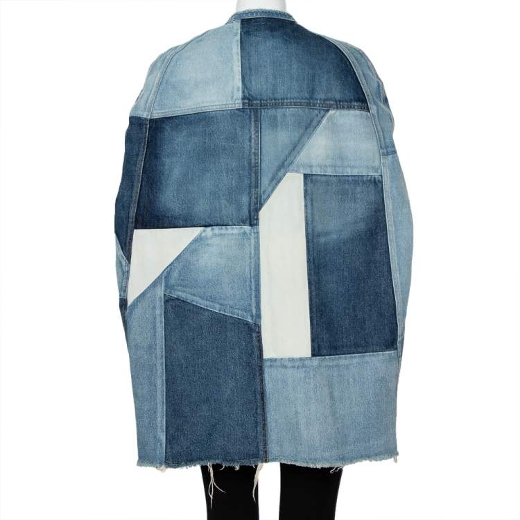 Pre Owned Saint Laurent Paris Blue Denim Patched Open Front Cape S
