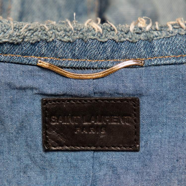 Pre Owned Saint Laurent Paris Blue Denim Patched Open Front Cape S