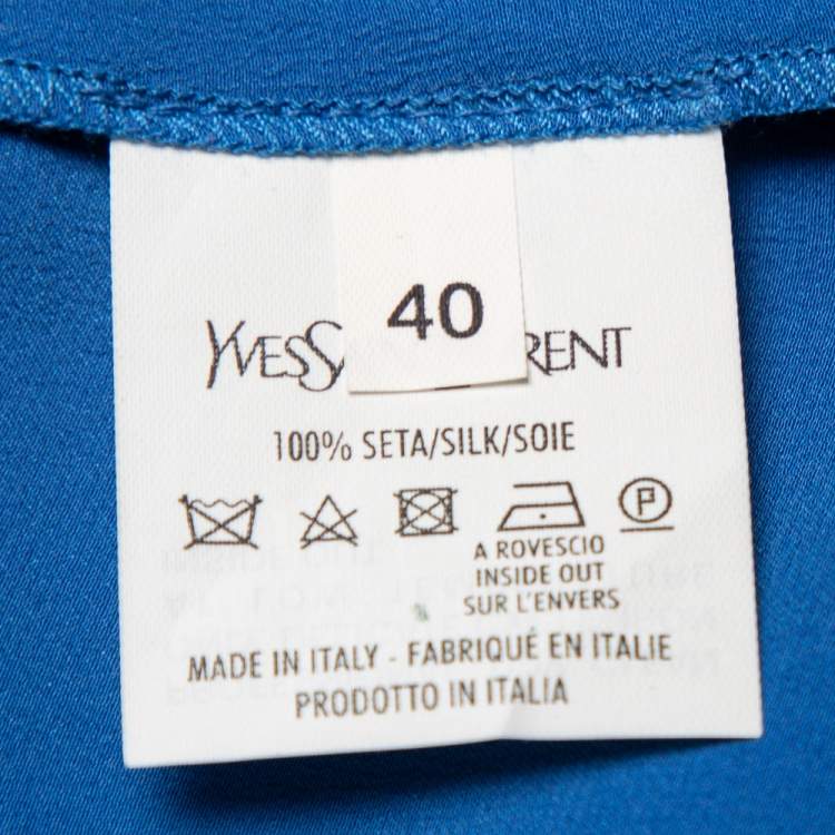 مملوكة �مسبقًا Yves Saint Laurent Blue Silk Satin Boat Neck Top M