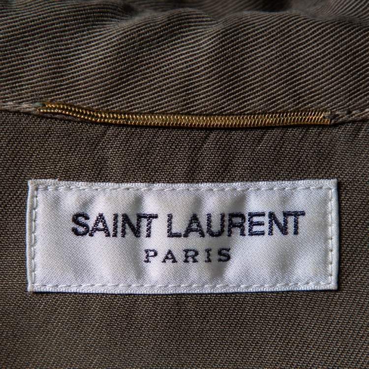 Pre Owned Saint Laurent Paris Military Green Lyocell Button Front Shirt M