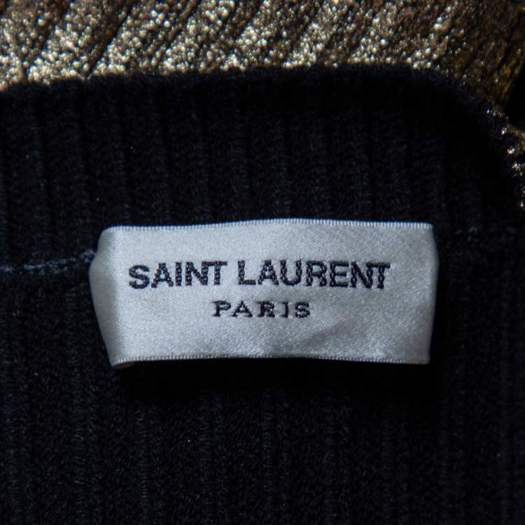Pre Owned Saint Laurent Paris Gold Rib Knit Sweater S