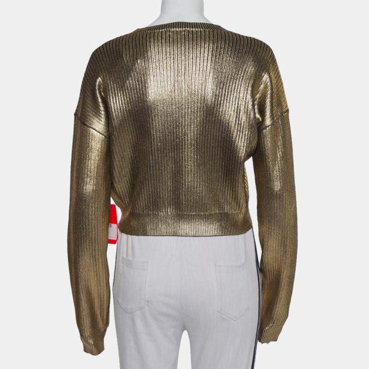 Pre Owned Saint Laurent Paris Gold Rib Knit Sweater S