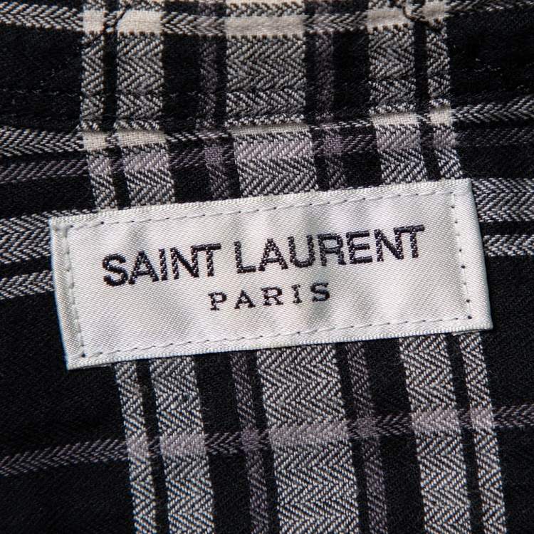 Pre Owned Saint Laurent Paris Black Plaided Flannel Button Front Shirt S