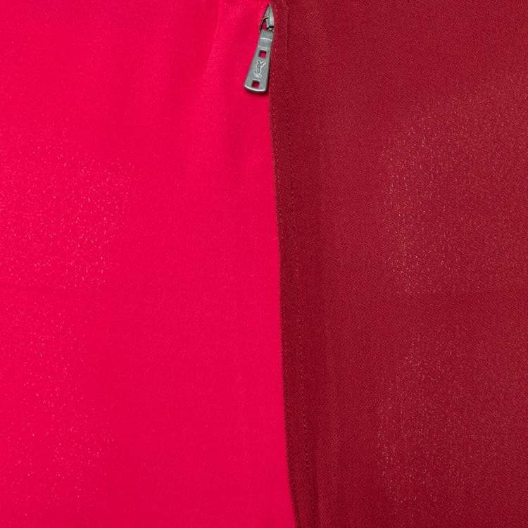 Pre Owned Yves Saint Laurent Rive Gauche Vintage Two Tone Paneled Crepe Tank Top & Skirt Set S