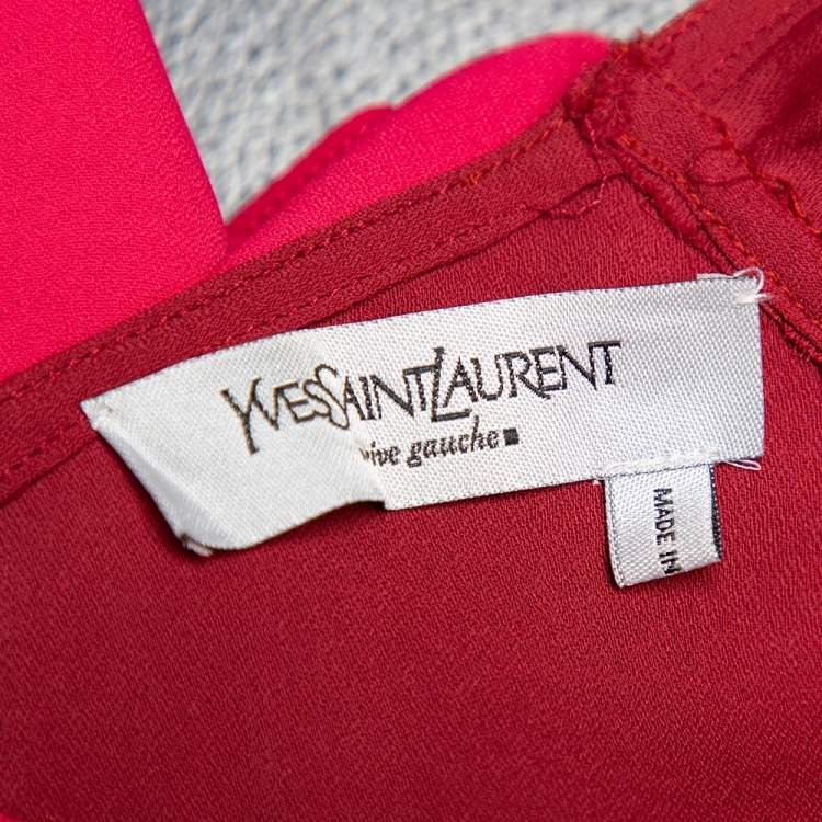 Pre Owned Yves Saint Laurent Rive Gauche Vintage Two Tone Paneled Crepe Tank Top & Skirt Set S
