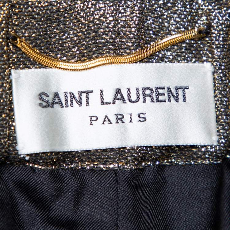 Pre Owned Saint Laurent Paris Gold Lurex Silk Joggers M