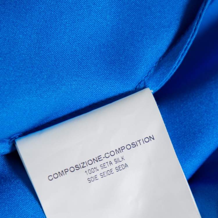 Pre Owned Yves Saint Laurent Edition Soir Blue Silk Satin Open Front Shrug M