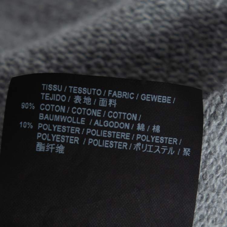 Pre Owned Saint Laurent Paris Grey Logo Printed Cotton Knit Hoodie S