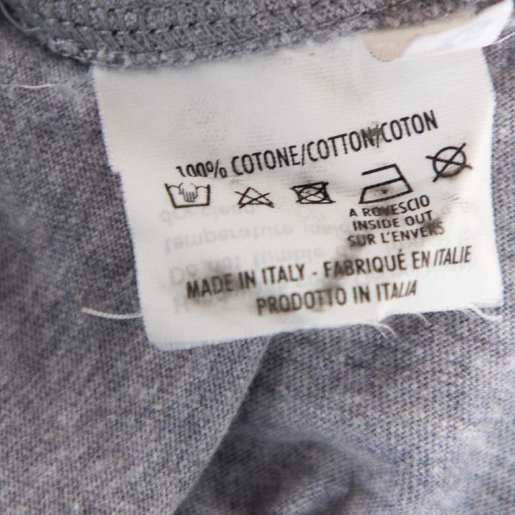Pre Owned Yves Saint Laurent Grey Cotton Logo Detail T-Shirt XS