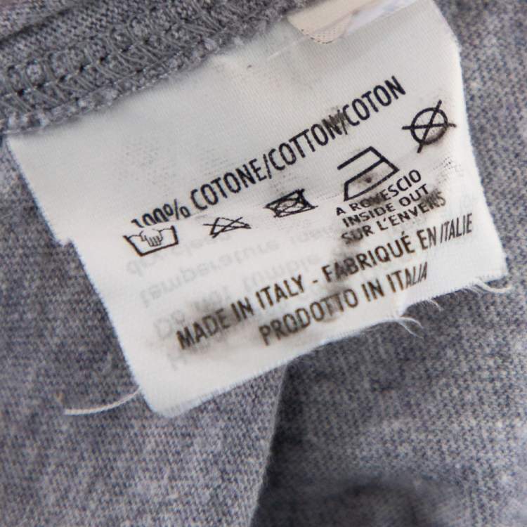 Pre Owned Yves Saint Laurent Grey Cotton Logo Detail T-Shirt XS