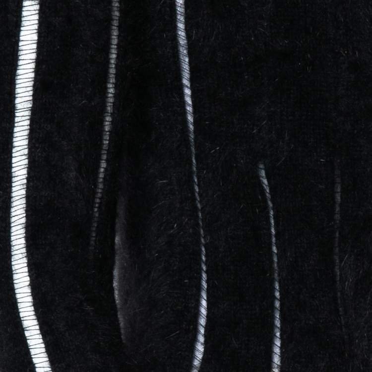 Pre Owned Yves Saint Laurent Rive Gauche Black Angora Paneled Cardigan S