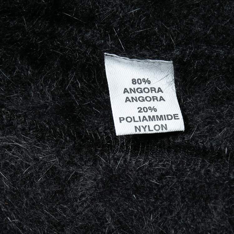 Pre Owned Yves Saint Laurent Rive Gauche Black Angora Paneled Cardigan S