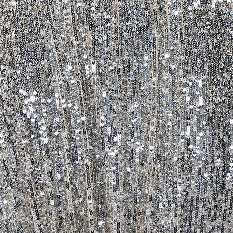 Pre Owned Saint Laurent Silver Sequin Embellished Mini Dress M