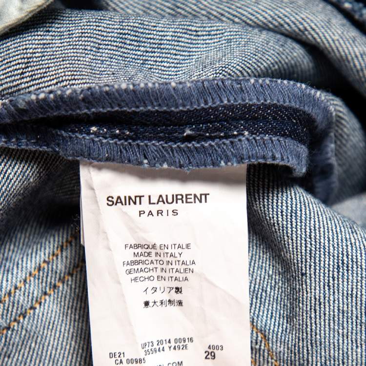 Pre Owned Saint Laurent Blue Denim High Waisted Skinny Jeans S