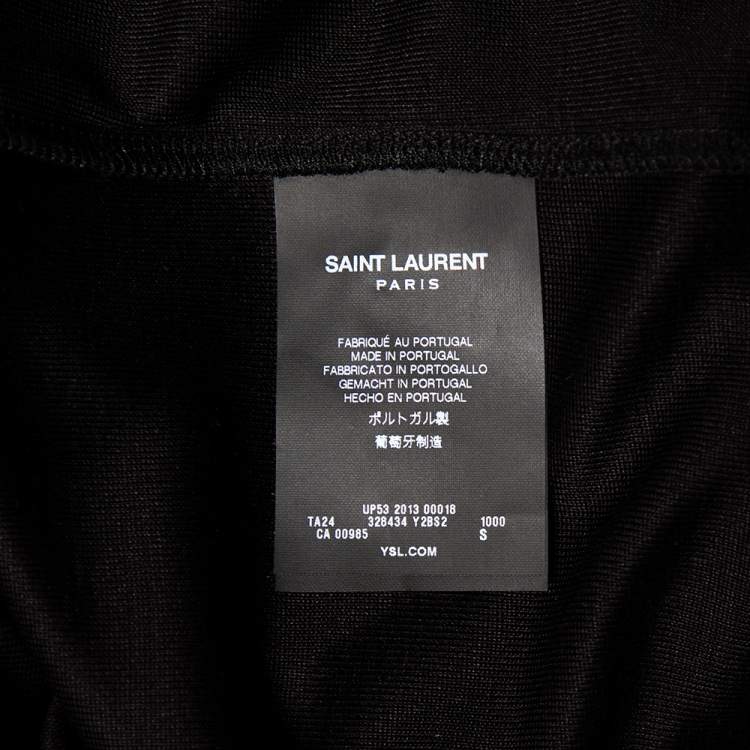 Pre Owned Saint Laurent Black Silk Embellished Pocket Detailed Short Sleeve T-Shirt S