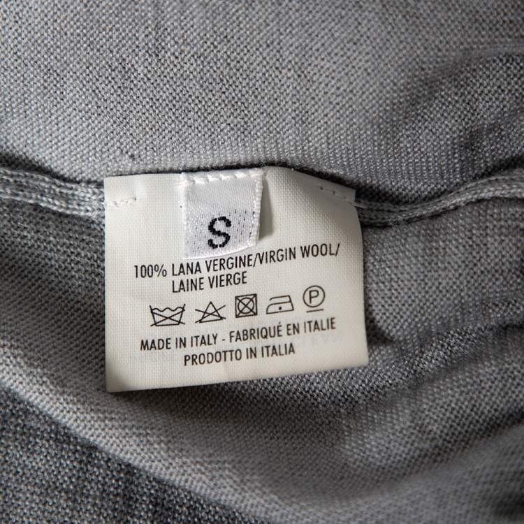 Pre Owned Saint Laurent Grey Wool Knit Contrast Trim Detailed Button Front Cardigan S