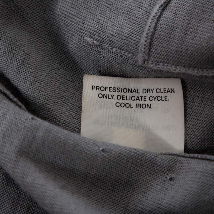 Pre Owned Saint Laurent Grey Wool Knit Contrast Trim Detailed Button Front Cardigan S