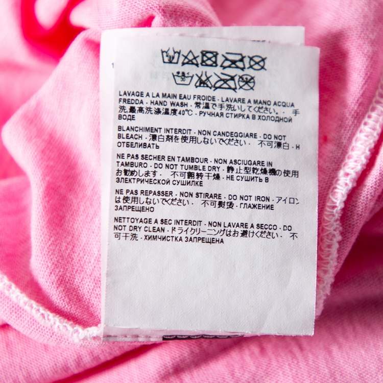 Pre Owned Saint Laurent Pink Logo Printed Cotton Oversized T-Shirt S