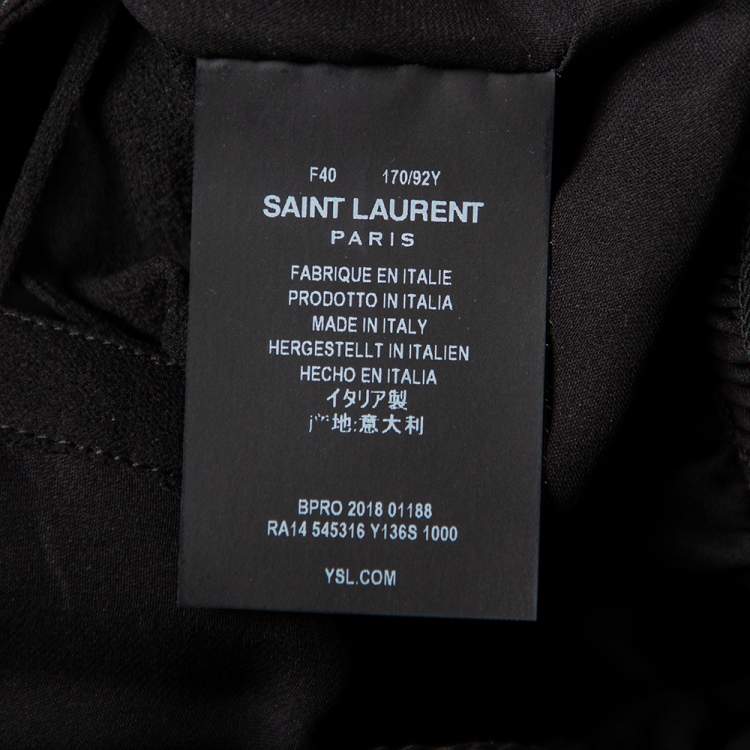 Pre Owned Saint Laurent Black Silk Chiffon Smocked Detail Ruffled Dress M