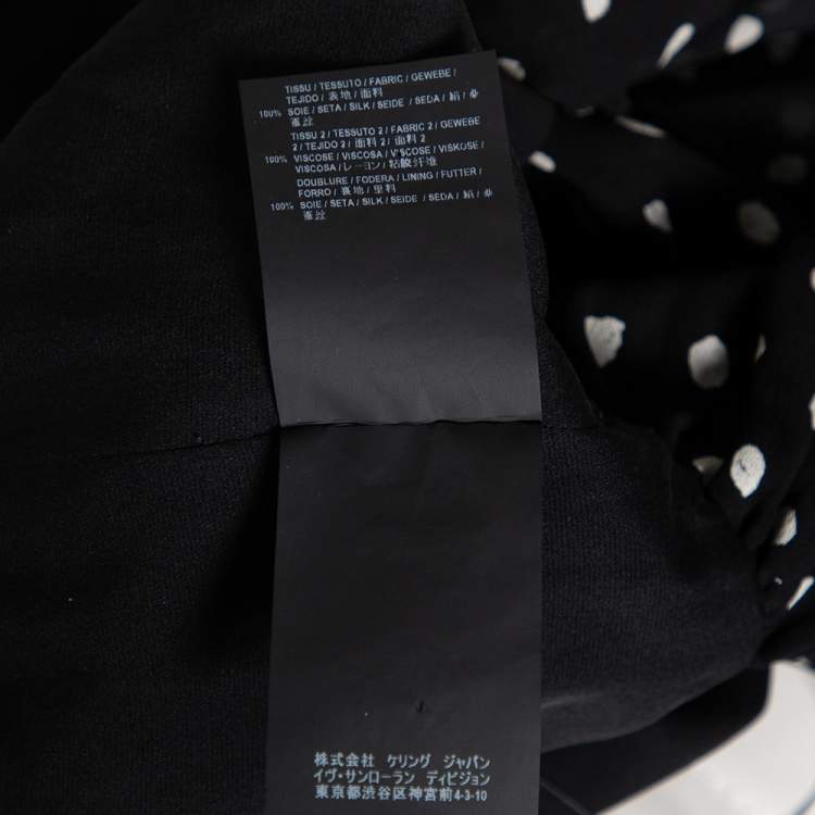 Pre Owned Saint Laurent Black Polka Dotted Silk Georgette Sleeveless Ruffled Top S