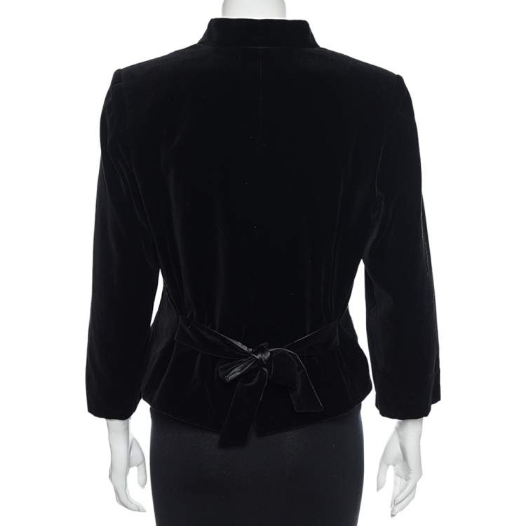 Pre Owned Saint Laurent Black Velvet Button Front Jacket L